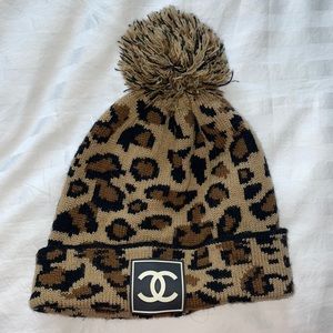 Chanel leopard beanie